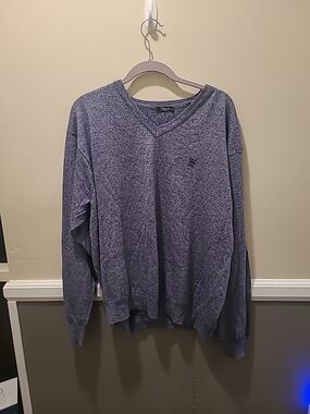 Marbas Mens Sweater Made Italy V Neck Blue Sz XL 53% WOOL  47%Cotton